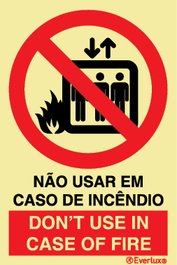 Não usar elevador em caso de incêndio