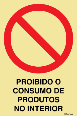 Proibido o consumo de produtos no interior