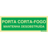 PLACA PORTA CORTA-FOGO MANTENHA DESOBSTRUÍDA FOTOLUMINESCENTE