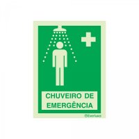 PLACA CHUVEIRO DE EMERGÊNCIA FOTOLUMINESCENTE