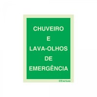 PLACA CHUVEIRO E LAVA-OLHOS DE EMERGÊNCIA FOTOLUMINESCENTE