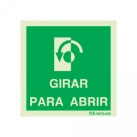 PLACA INSTRUÇÃO PARA ABERTURA DE PORTA FOTOLUMINESCENTE
