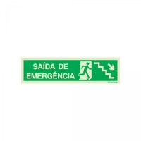 PLACA ESCADA DESCE À DIREITA PARA SAÍDA DE EMERGÊNCIA FOTOLUMINESCENTE