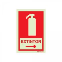 PLACA EXTINTOR À DIREITA FOTOLUMINESCENTE