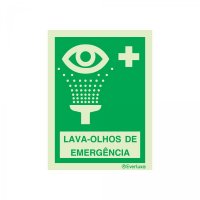 PLACA LAVA-OLHOS DE EMERGÊNCIA FOTOLUMINESCENTE