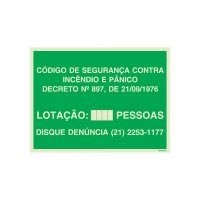 PLACA LOTAÇÃO MÁXIMA PARA ESTADO DO RJ FOTOLUMINESCENTE