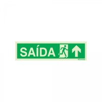 PLACA SAÍDA COM SETA PARA CIMA E TEXTO FOTOLUMINESCENTE