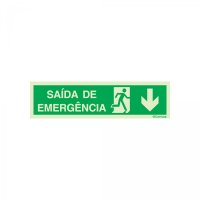 PLACA SAÍDA DE EMERGÊNCIA COM SETA PARA BAIXO FOTOLUMINESCENTE
