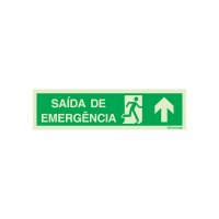 PLACA SAÍDA DE EMERGÊNCIA COM SETA PARA CIMA FOTOLUMINESCENTE