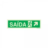 PLACA SAÍDA POR RAMPA SOBE À DIREITA COM TEXTO FOTOLUMINESCENTE