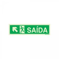 PLACA SAÍDA POR RAMPA SOBE À ESQUERDA COM TEXTO FOTOLUMINESCENTE