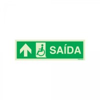 PLACA SAÍDA SETA PARA CIMA INCLUINDO USUÁRIO DE CADEIRA DE RODAS FOTOLUMINESCENTE
